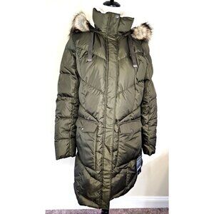 Eddie Bauer Lodge Cascadian Down Parka Jacket Womens TXL Winter Sherpa Fur GRN
